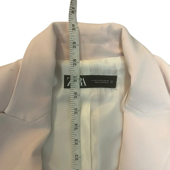 ZARA Basic Blazer Women Sand Pink Cuffed Rolled-Up 3/4 Sleeves Open Front XS NWT - Picture 11 of 13